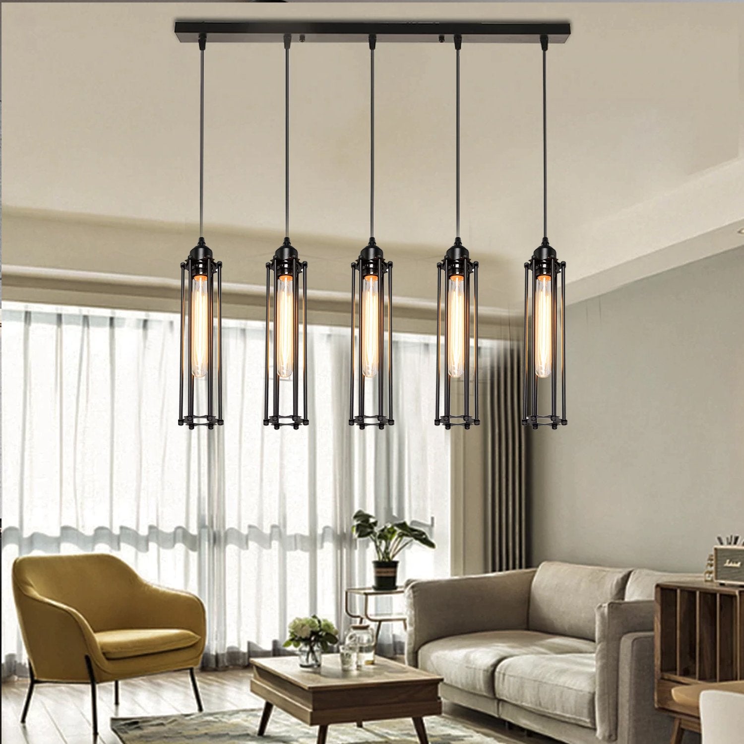 Retro Ceiling Light Suitable E27 Black Wire Cage With Adjustable Black