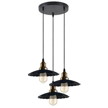 3 Outlet Black Wavy Metal Ceiling Pendant Light~1488