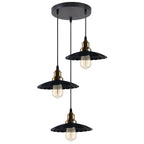 3 Outlet Black Wavy Metal Ceiling Pendant Light~1488