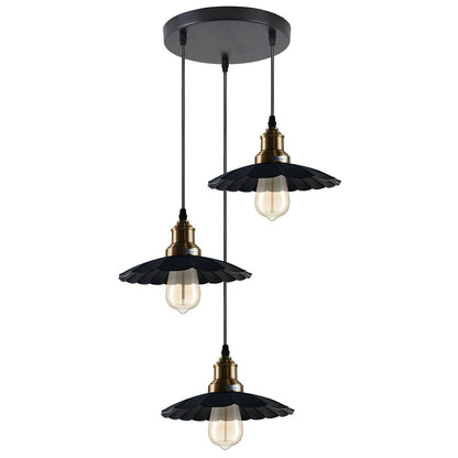 3 Outlet Black Wavy Metal Ceiling Pendant Light~1488
