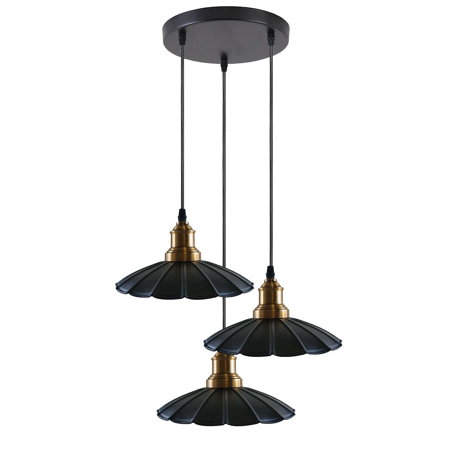 3 Outlet Black Wavy Metal Ceiling Pendant Light~1488 Main image