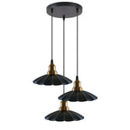3 Outlet Black Wavy Metal Ceiling Pendant Light~1488