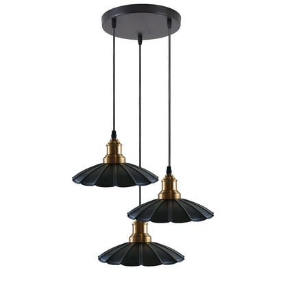 3 Outlet Black Wavy Metal Ceiling Pendant Light~1488