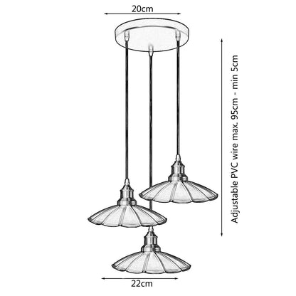 3 Outlet Black Wavy Metal Ceiling Pendant Light~1488