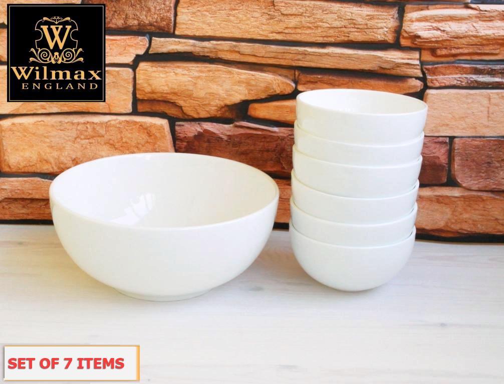 White Dining Bowls With Embossed Design, Set of Seven In A Gift Box Main image