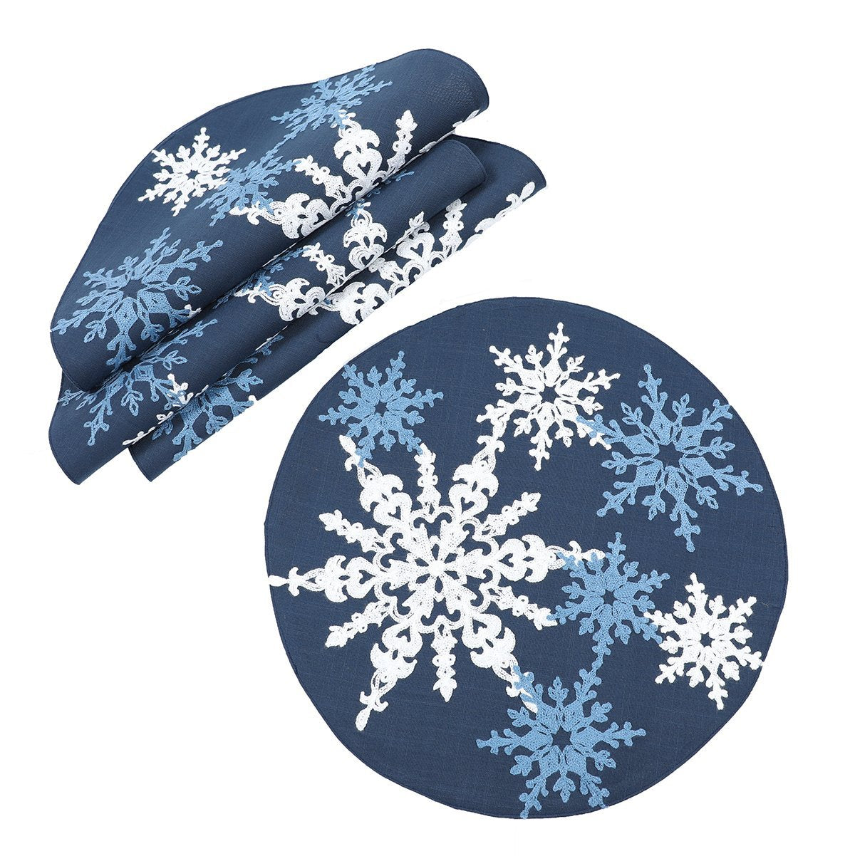 XD19802-Magical Snowflakes Crewel Embroidered Christmas Placemats Secondary image