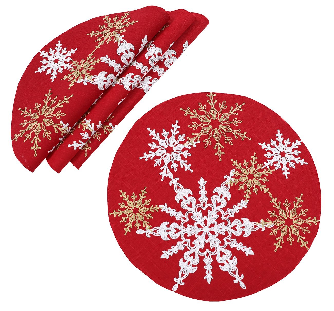 XD19802-Magical Snowflakes Crewel Embroidered Christmas Placemats Main image