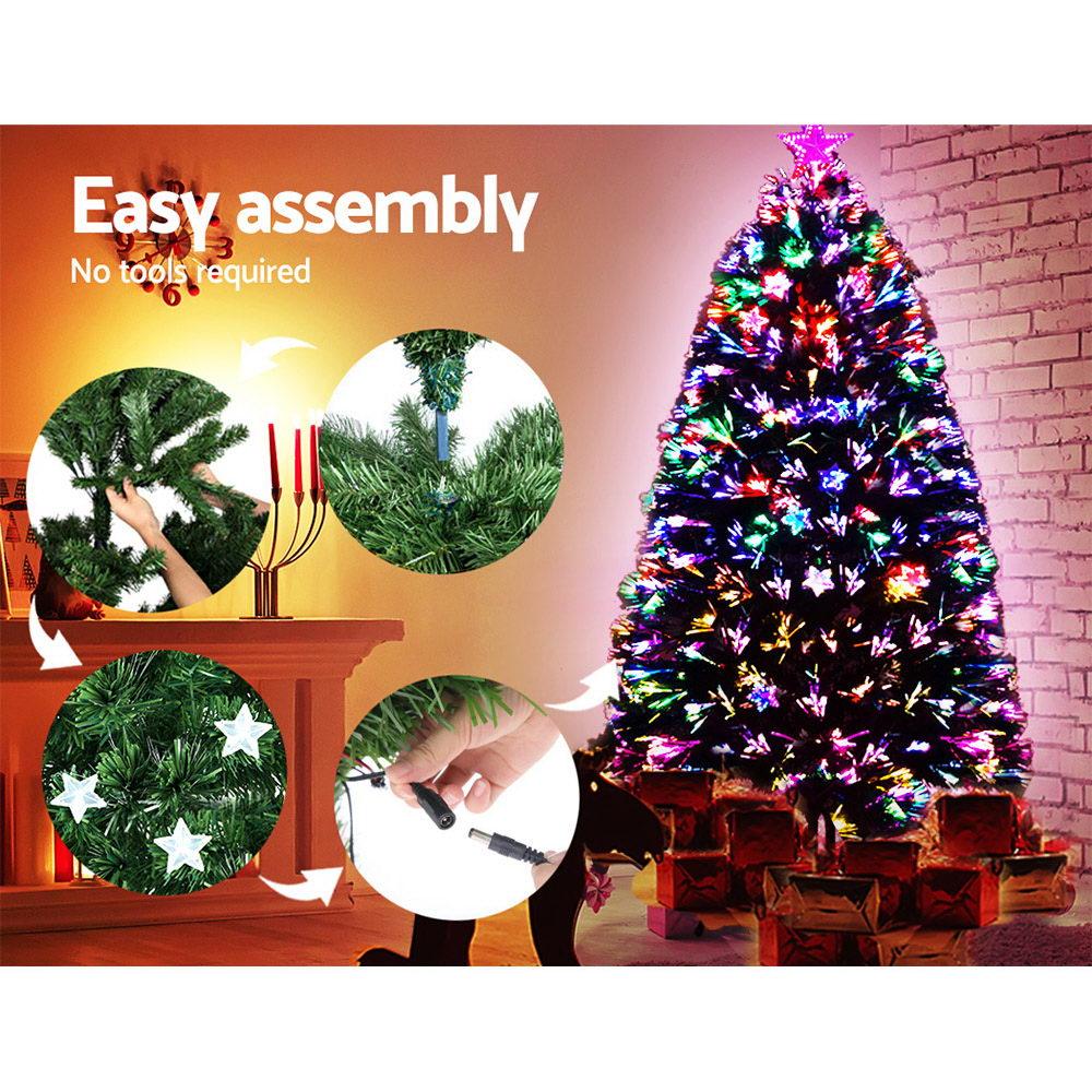 Jingle Jollys Christmas Tree 1.2M LED Xmas trees with Lights Multi