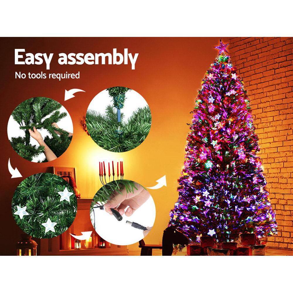 Jingle Jollys Christmas Tree 1.8M LED Xmas trees with Lights Multi
