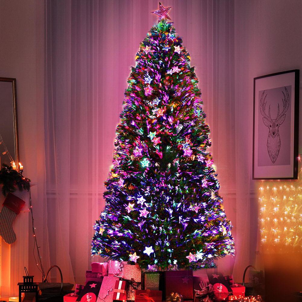 Jingle Jollys Christmas Tree 1.8M LED Xmas trees with Lights Multi