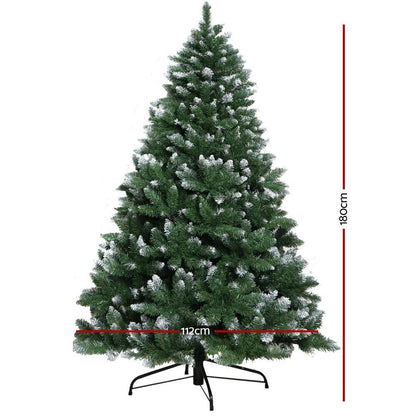 Jingle Jollys Christmas Tree 1.8M Xmas Trees Decorations Snowy Green