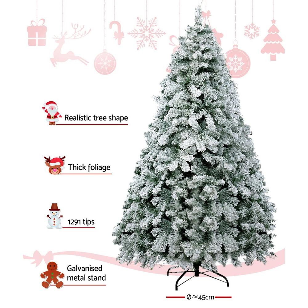 Jingle Jollys Christmas Tree 2.4M Xmas Trees Decorations Snowy 1291