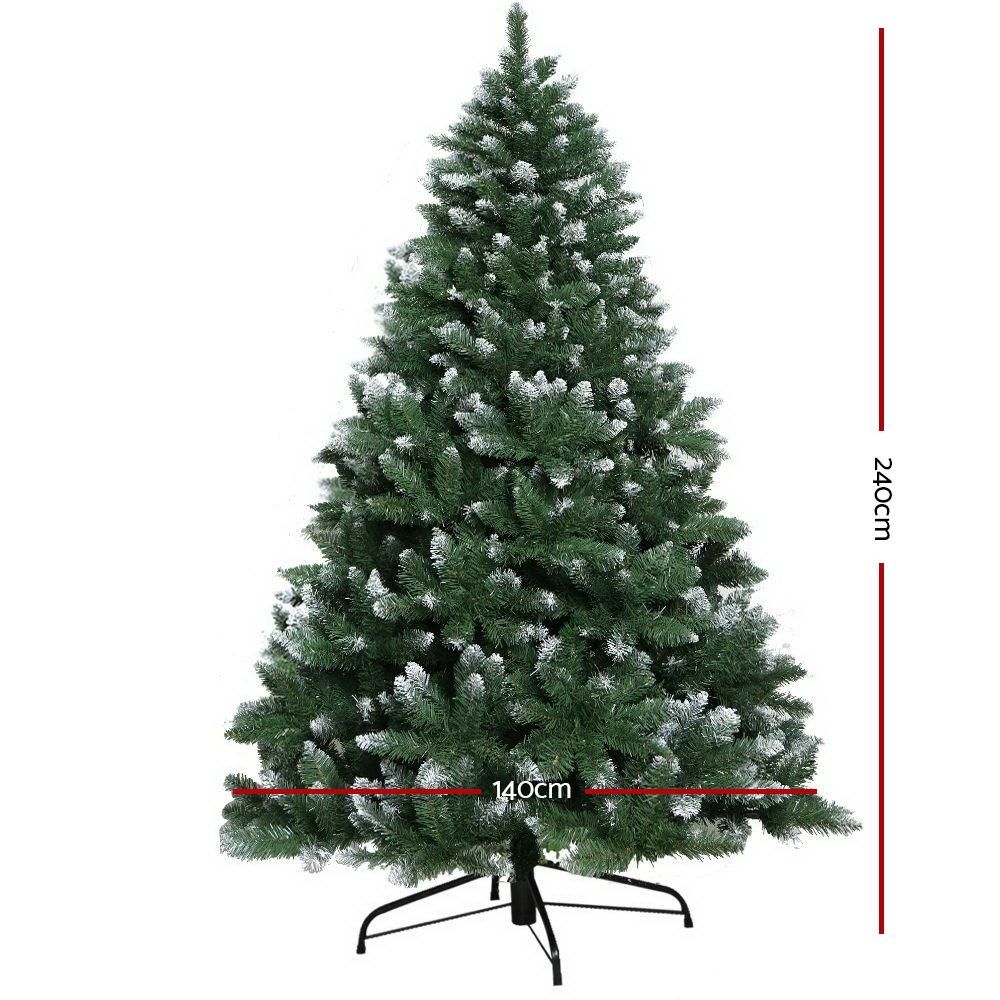 Jingle Jollys Christmas Tree 2.4M Xmas Trees Decorations Snowy Green