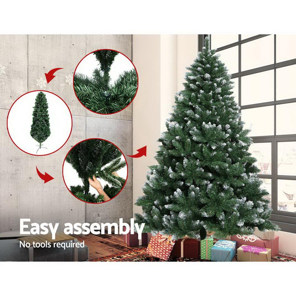 Jingle Jollys Christmas Tree 2.4M Xmas Trees Decorations Snowy Green