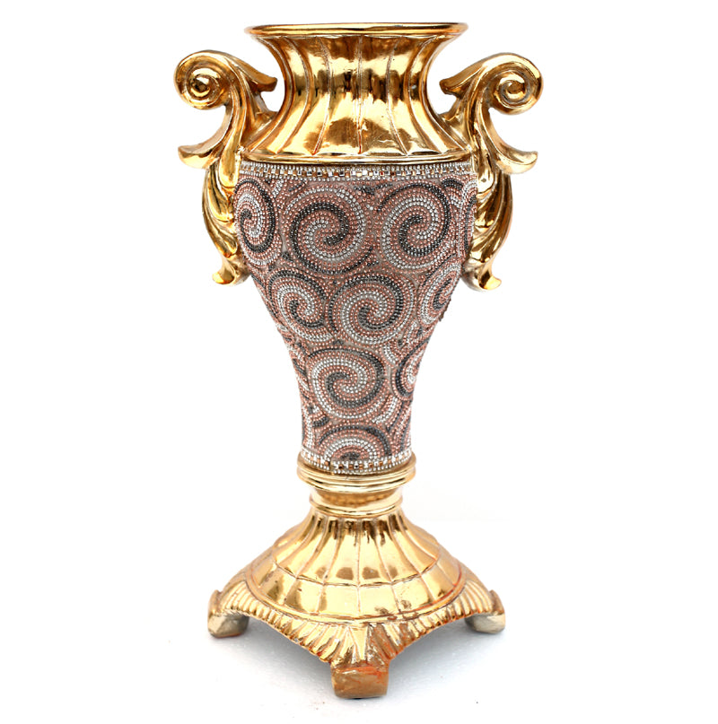 Ambrose Gold Plated Crystal Embellished Ceramic Vase (8.5 In. x 7.5 Main image