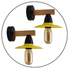 2 Pack Yellow Modern Vintage Wood Wall Light fixtures~1019