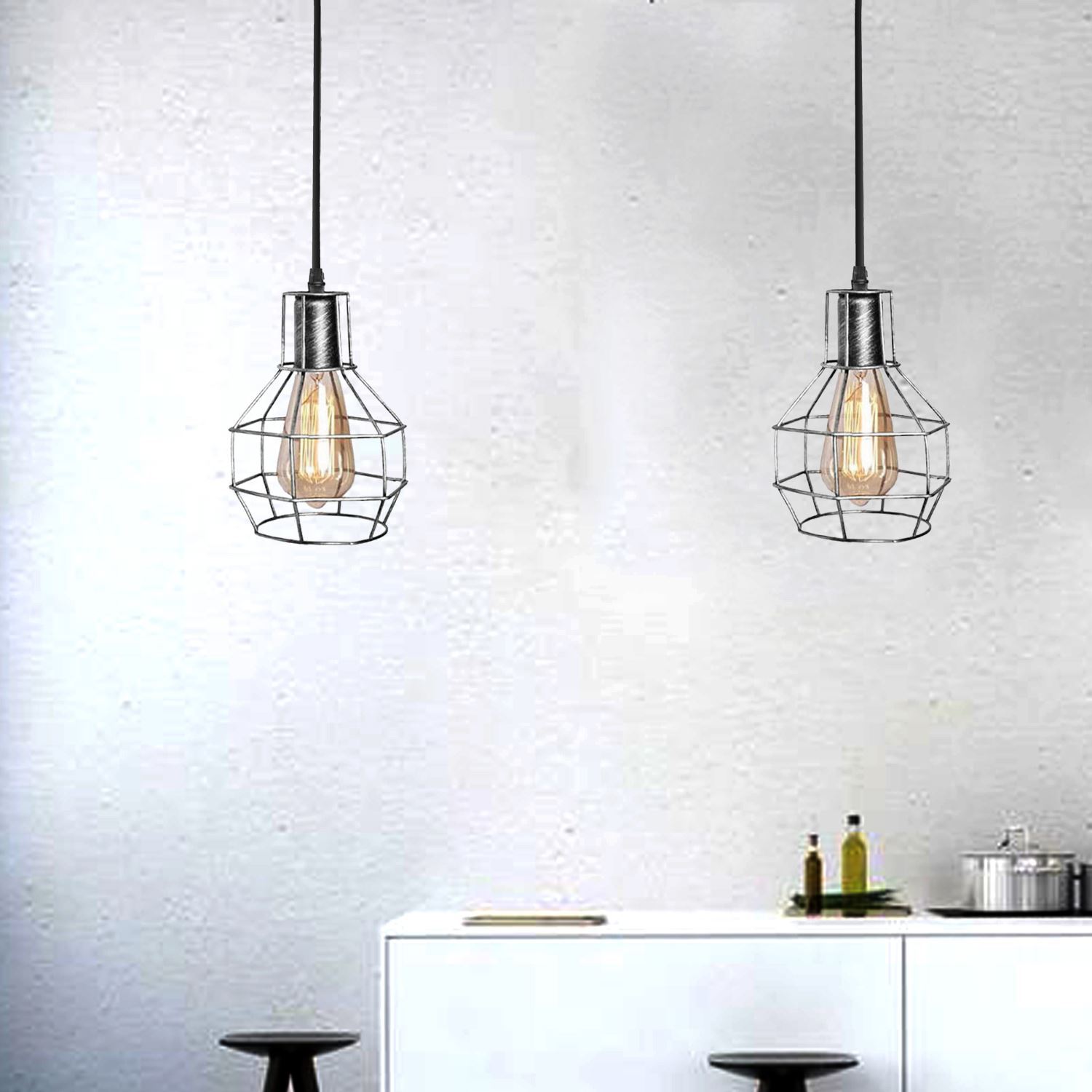 Retro Industrial 2 Way Indoor Ceiling Pendant Chandelier Hanging Light Secondary image