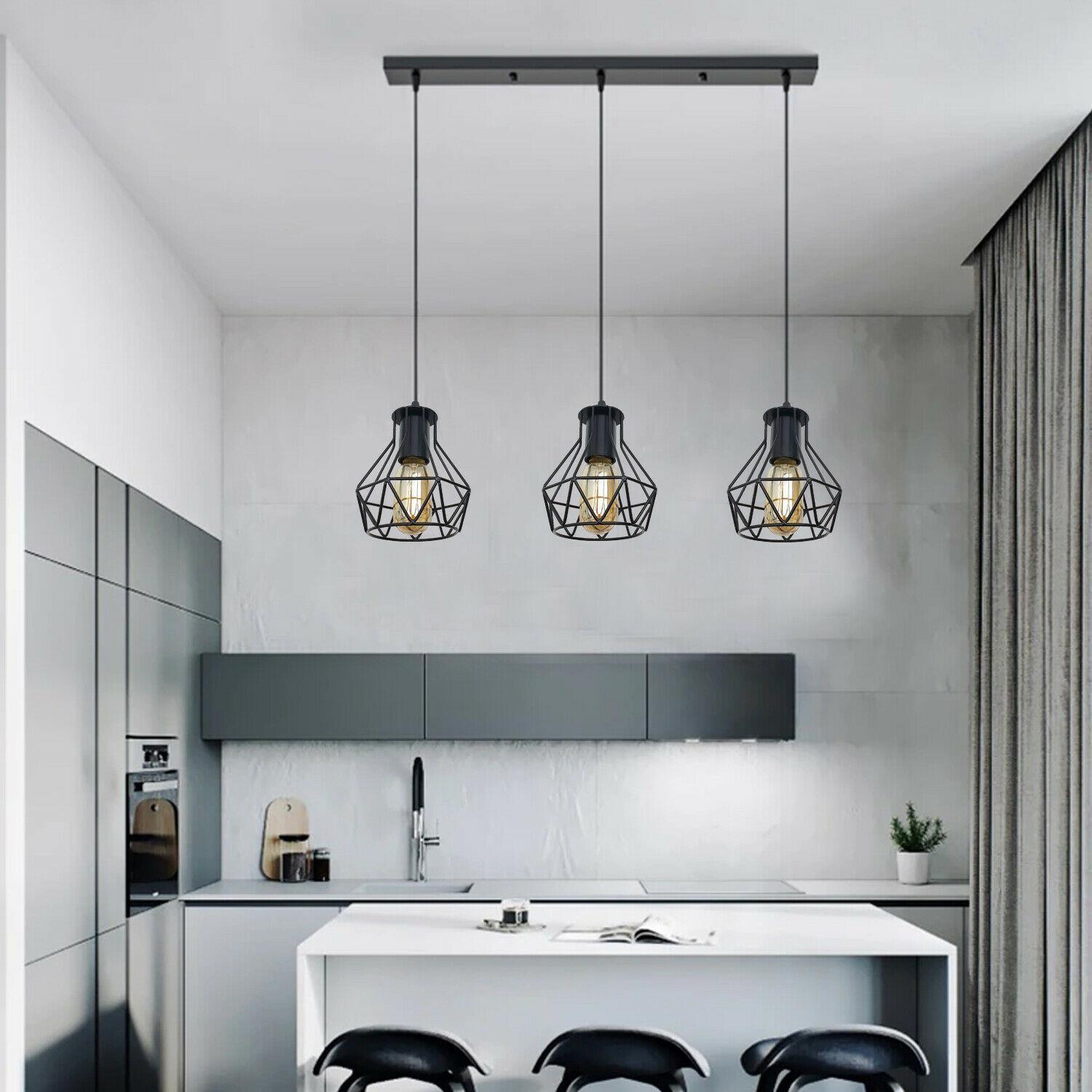 3 Head Rectangle Base Industrial Metal Cage Ceiling Pendant Light Secondary image