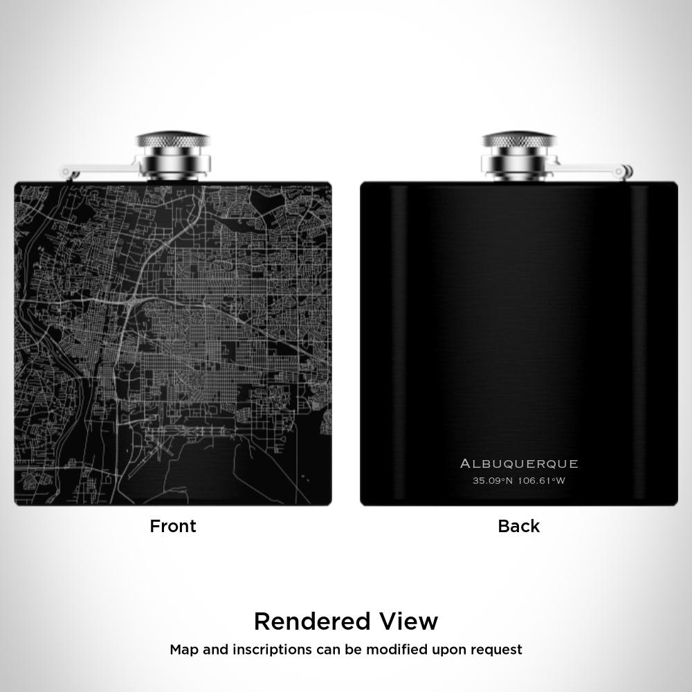 Albuquerque - New Mexico Map Hip Flask in Matte Black