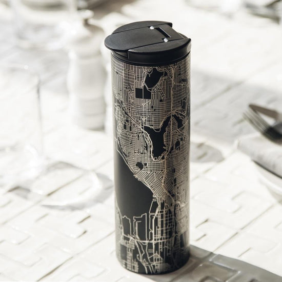 Albuquerque - New Mexico Map Tumbler in Matte Black