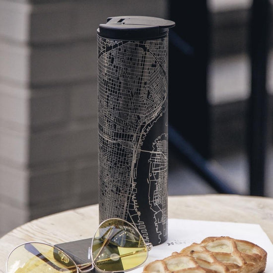 Albuquerque - New Mexico Map Tumbler in Matte Black