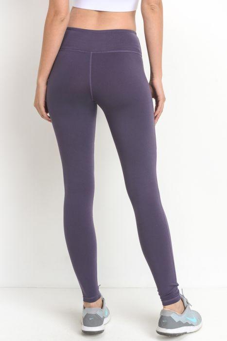 Colorblock Mesh Full Leggings - Dark Violet