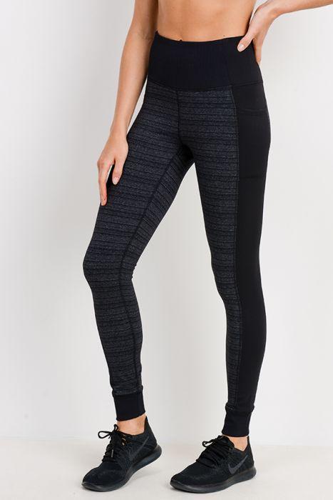 Dark Striped Colorblock Cuffed Leggings