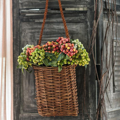 Artificial Fruit Berry Bunch Green and Orange Red 11" Tall Plant Stem