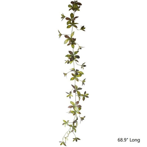 Artificial Plant Brown Green Large Leaf Vine 69" Long