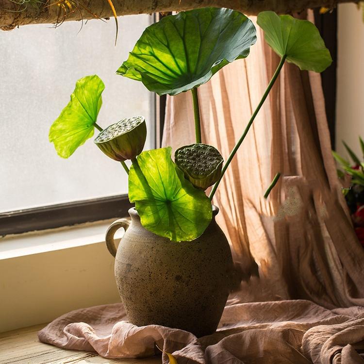 Artificial Faux Plant Lotus Seed and Leaf Stem Various Sizes Main image