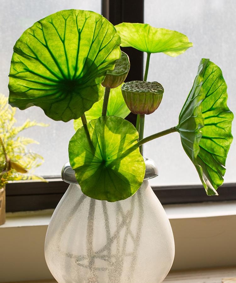 Artificial Faux Plant Lotus Seed and Leaf Stem Various Sizes Secondary image