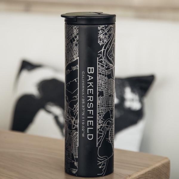 Bakersfield - California Map Tumbler in Matte Black