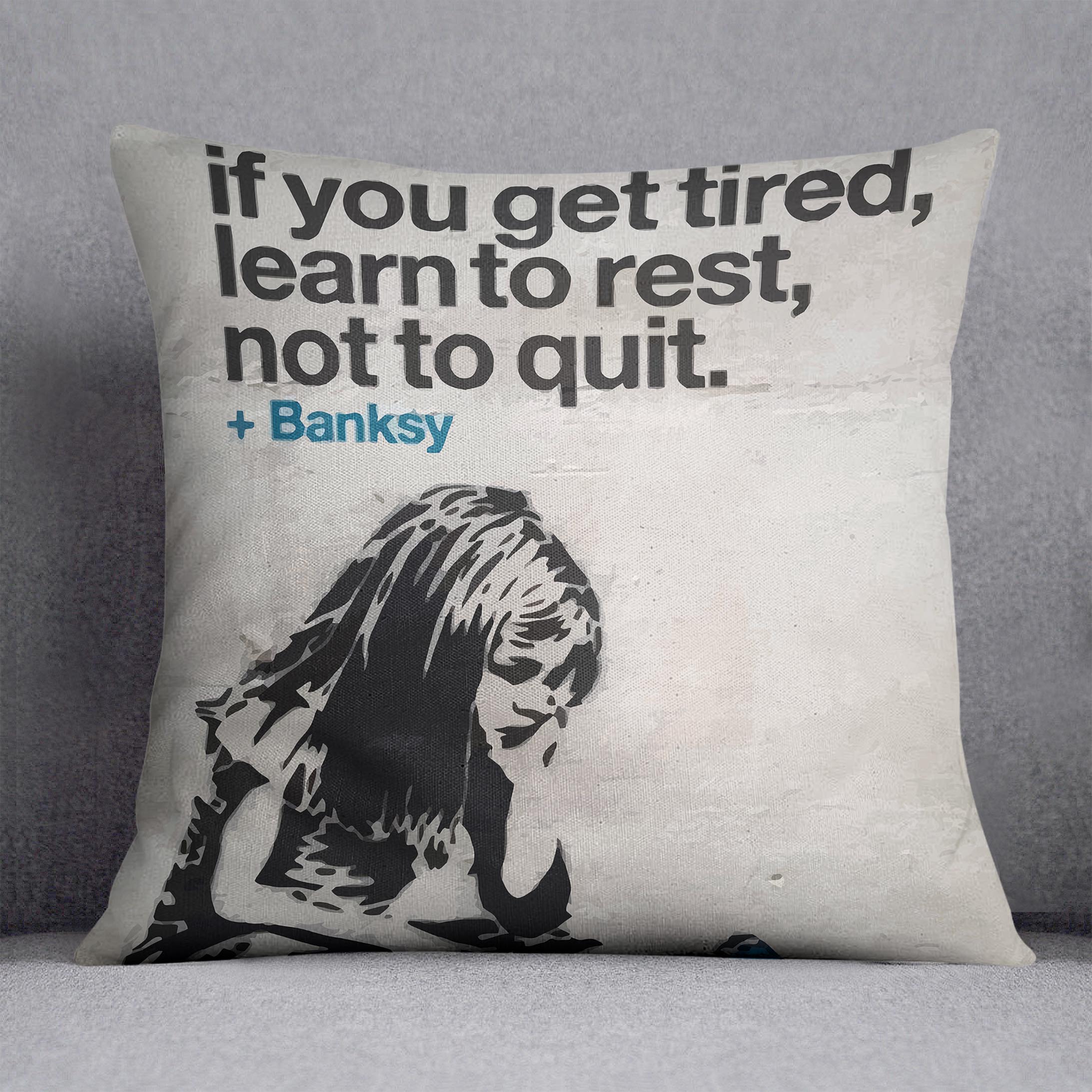 banksy if you get tired Cushion Main image
