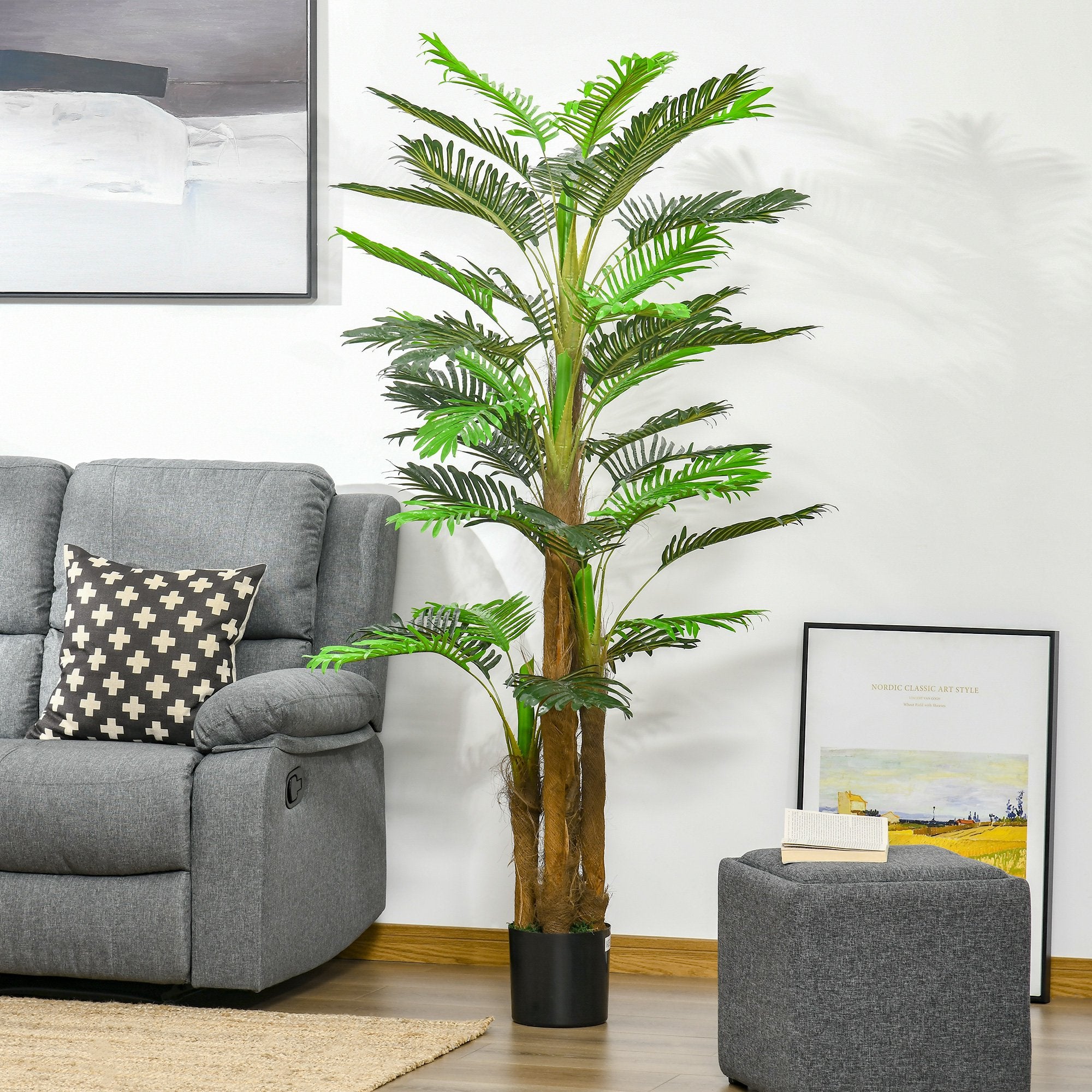 HOMCOM 6FT Artificial Tropical Palm Tree Faux Decorative Plant in Main image