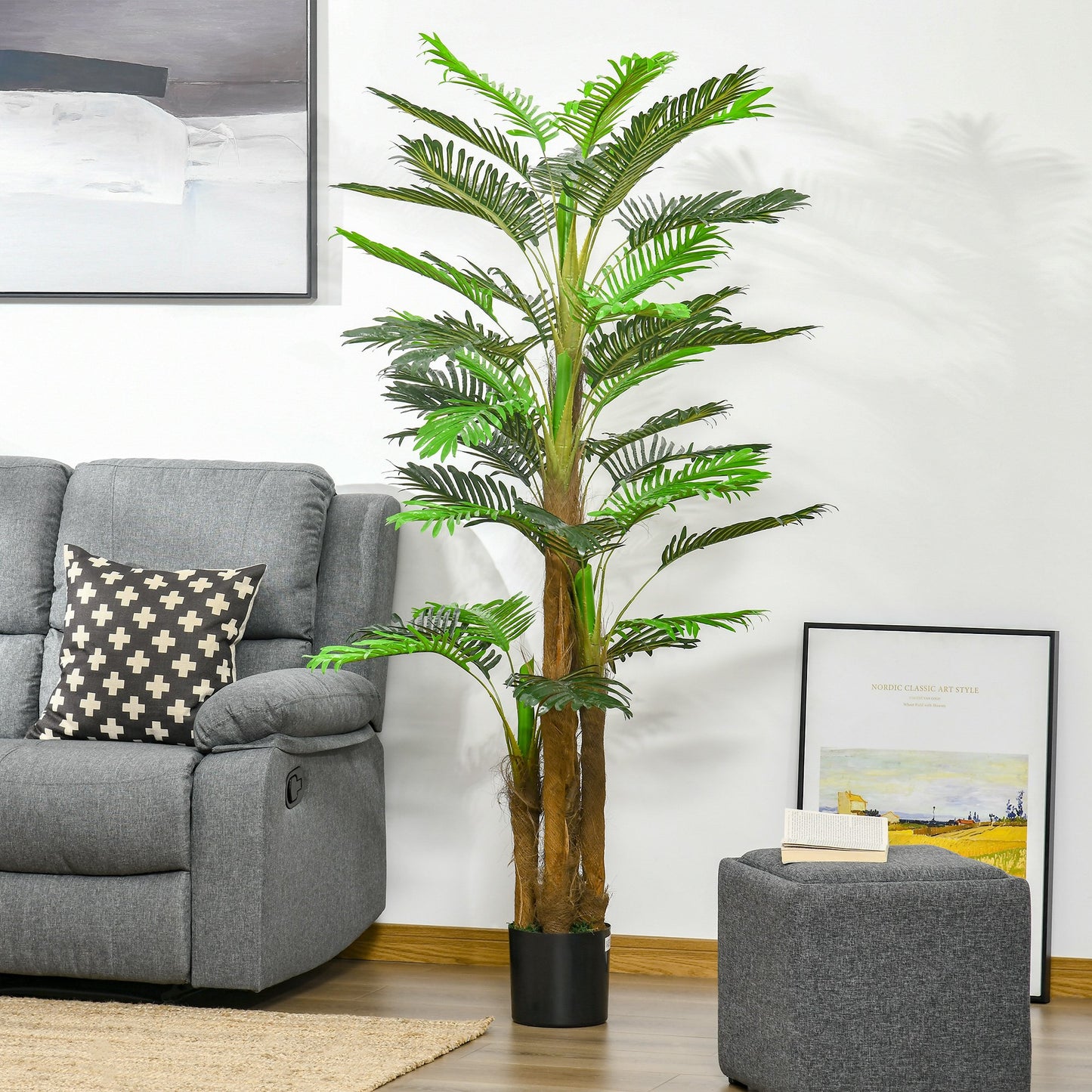 HOMCOM 6FT Artificial Tropical Palm Tree Faux Decorative Plant in