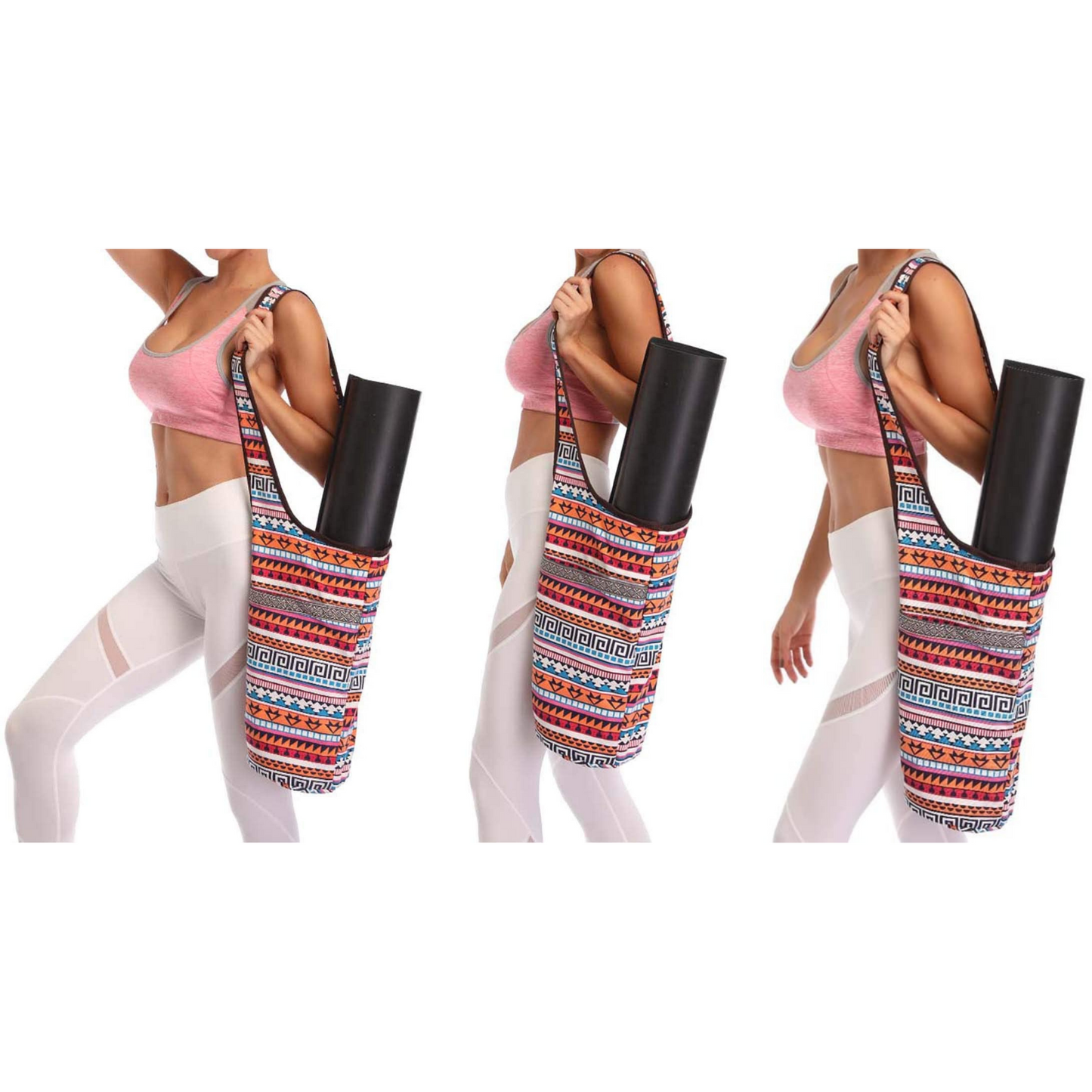 Yoga Mat Carrying Tote Bag with Large Pockets