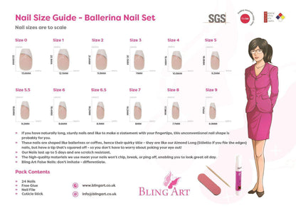 False Nails by Bling Art Blue Purple Chameleon Ballerina Coffin 24