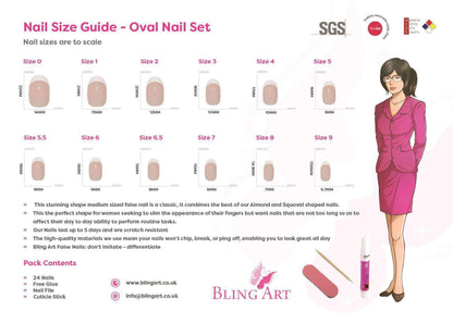 False Nails by Bling Art Black Leaf Matte Oval Medium Fake Acrylic
