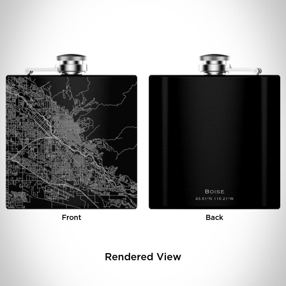 Boise - Idaho Map Hip Flask in Matte Black