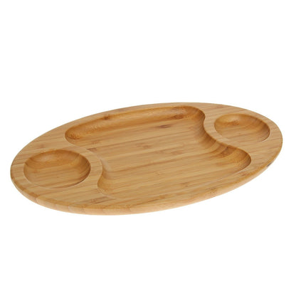 Bamboo 3 Section Platter 14" inch X 8" inch | For Appetizers /