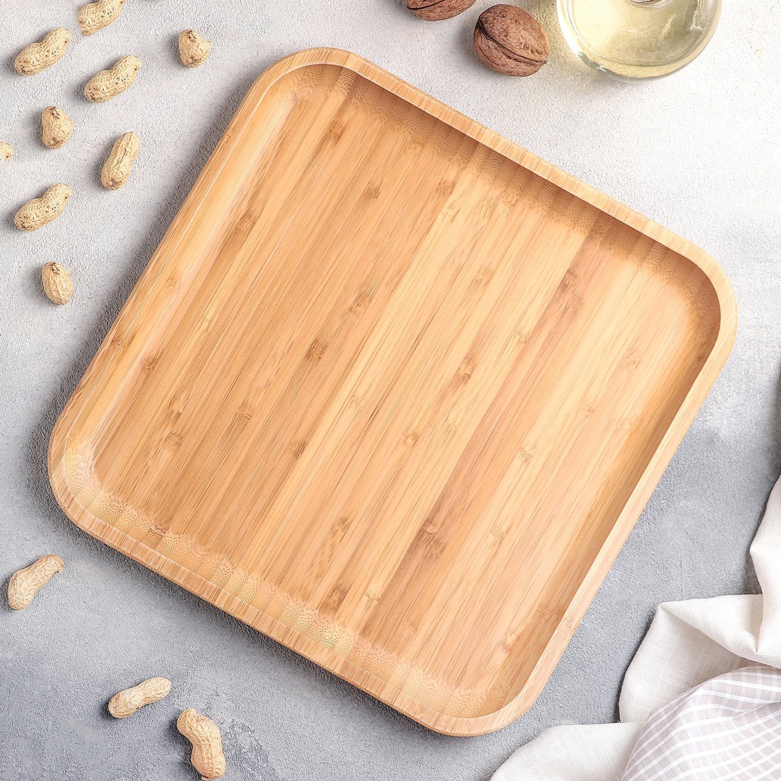 Bamboo Square Plate 10" inch X 10" inch | For Appetizers / Barbecue Main image
