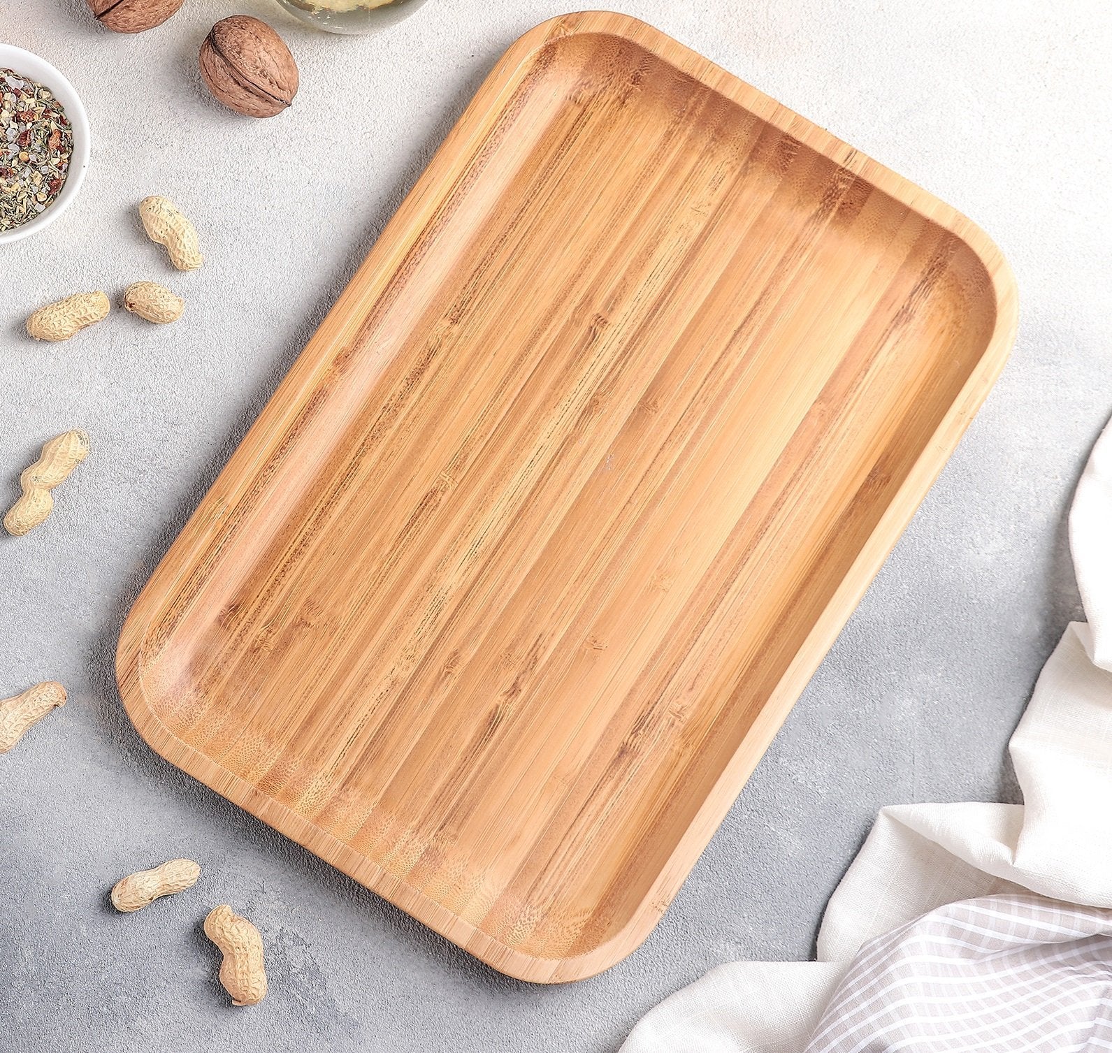Bamboo Platter 12" inch X 8" inch | For Appetizers / Barbecue / Burger Main image