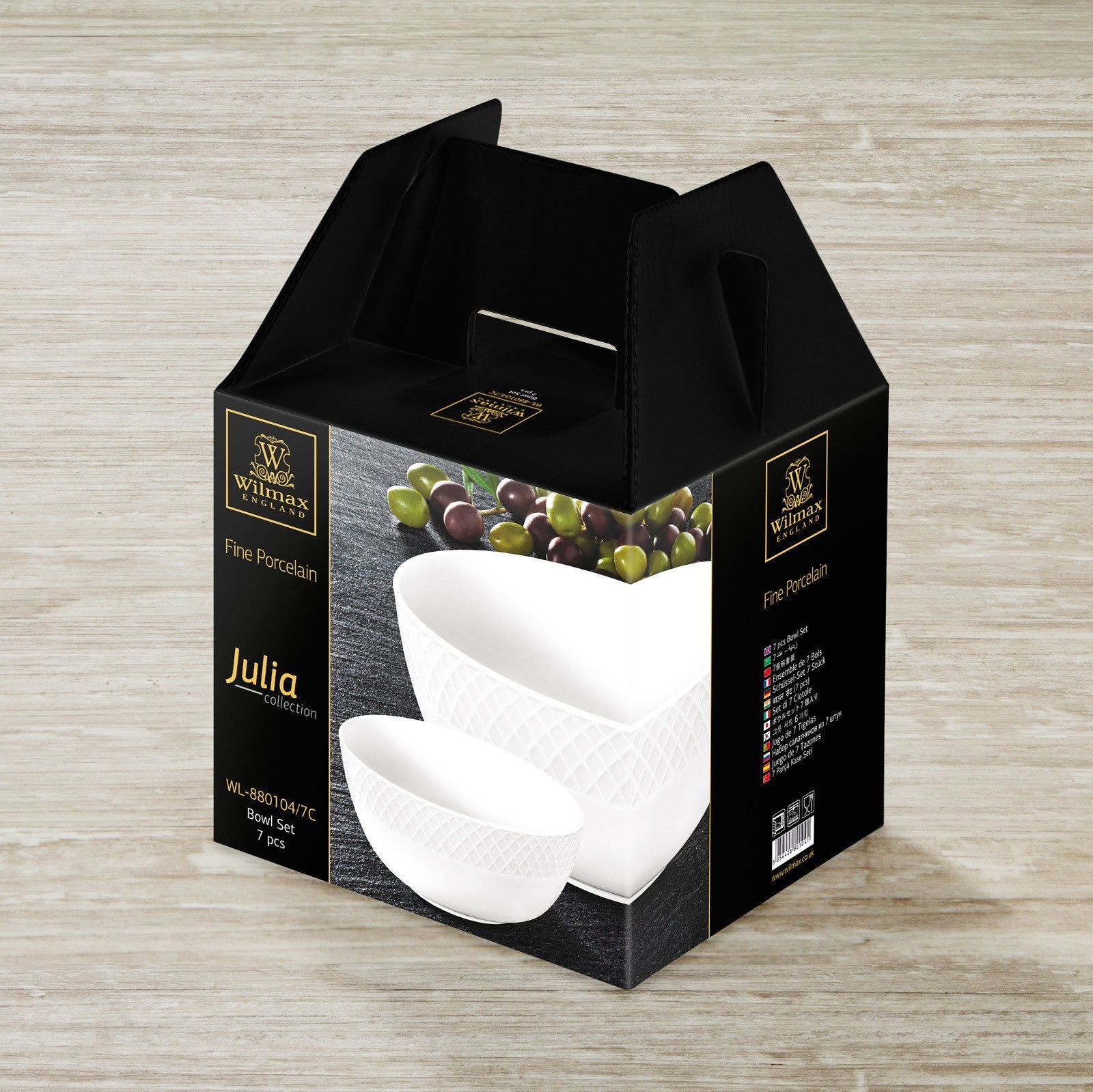 White Dining Bowls With Embossed Design, Set of Seven In A Gift Box Secondary image
