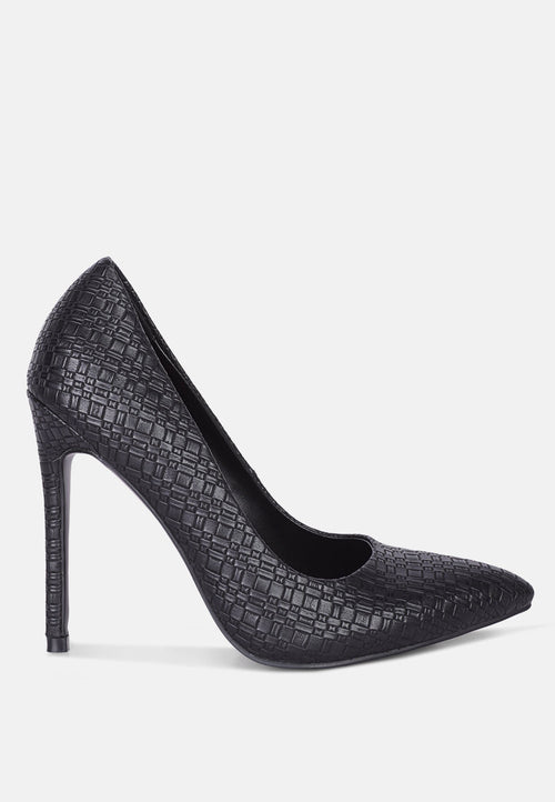 Brinkles Weave Pattern High Heel Pumps