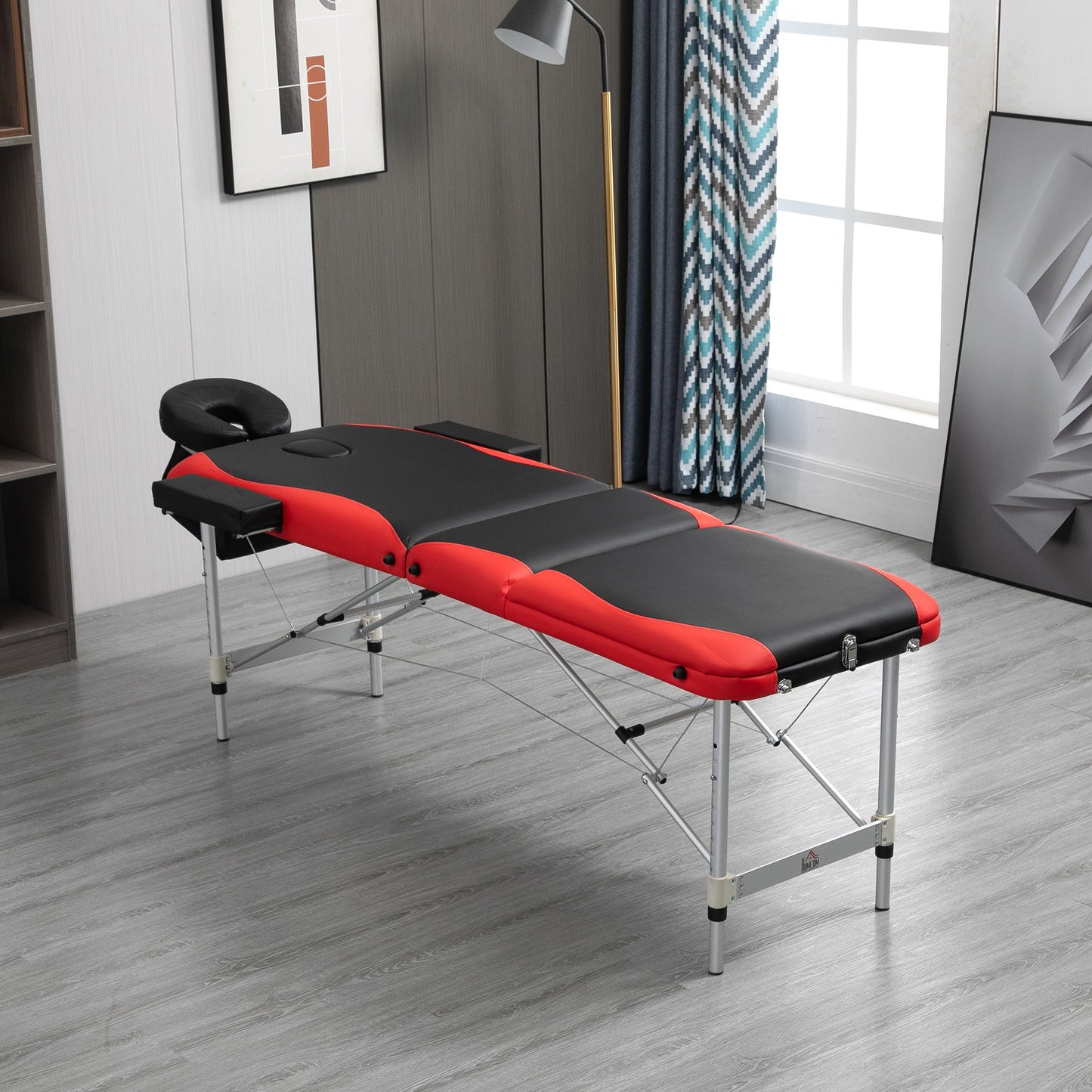 HOMCOM Aluminium 3 Section 84"L Portable Massage Table Facial SPA Bed