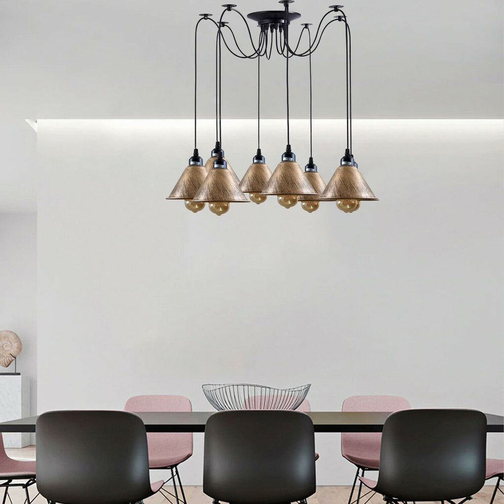 Industrial Retro Modern 8Way Vintage Loft Spider Ceiling Pendant