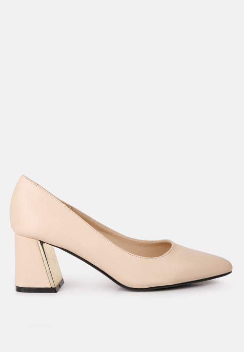 Casey Metallic Detail Block Heel Pumps