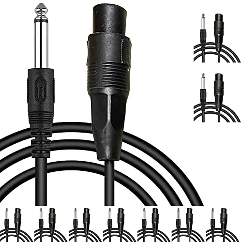 5Core XLR Cable Female to 1/4 6.35mm Cord 10Pack TRS to XLR Female