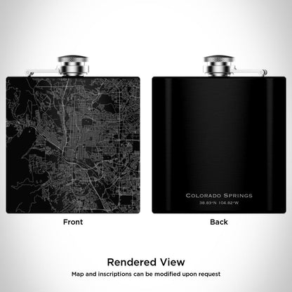 Colorado Springs - Colorado Map Hip Flask in Matte Black