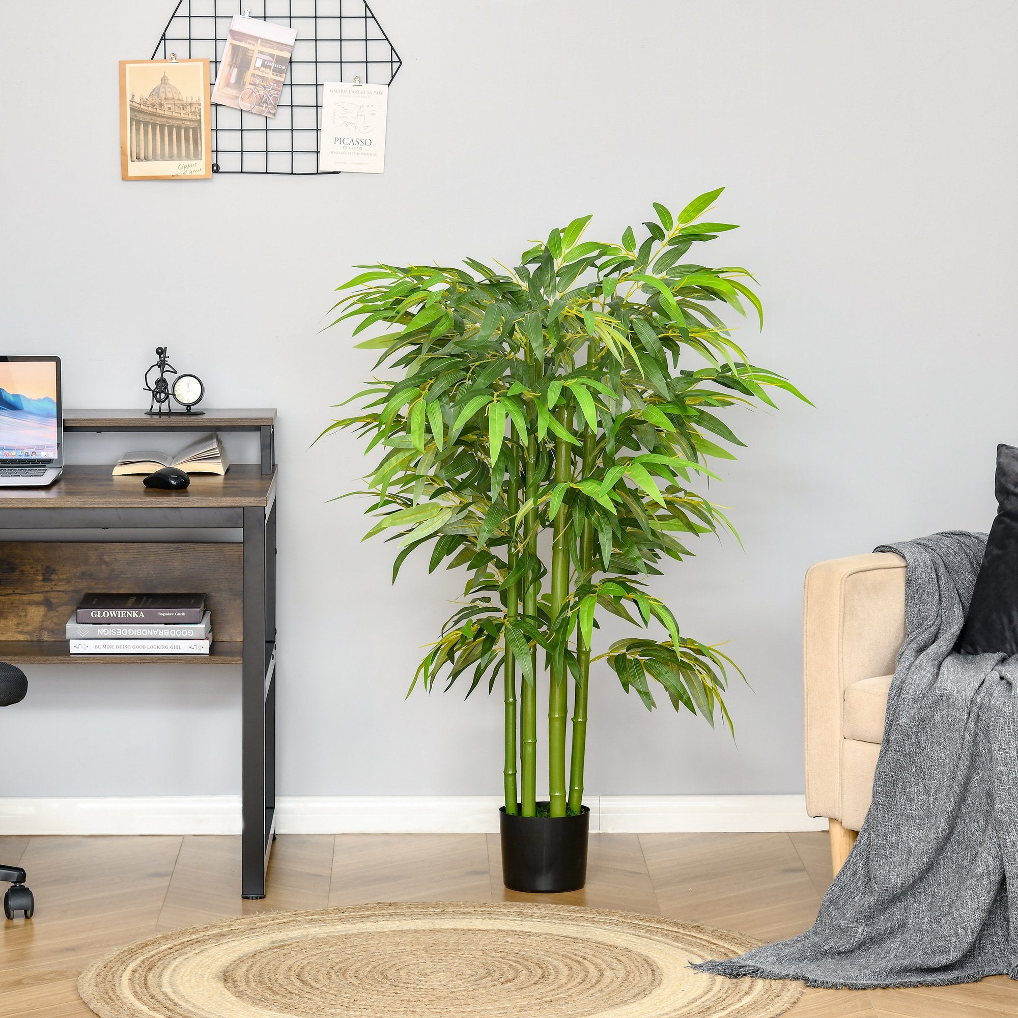 HOMCOM 4.5FT Artificial Bamboo Tree Faux Decorative Plant in Nursery Main image